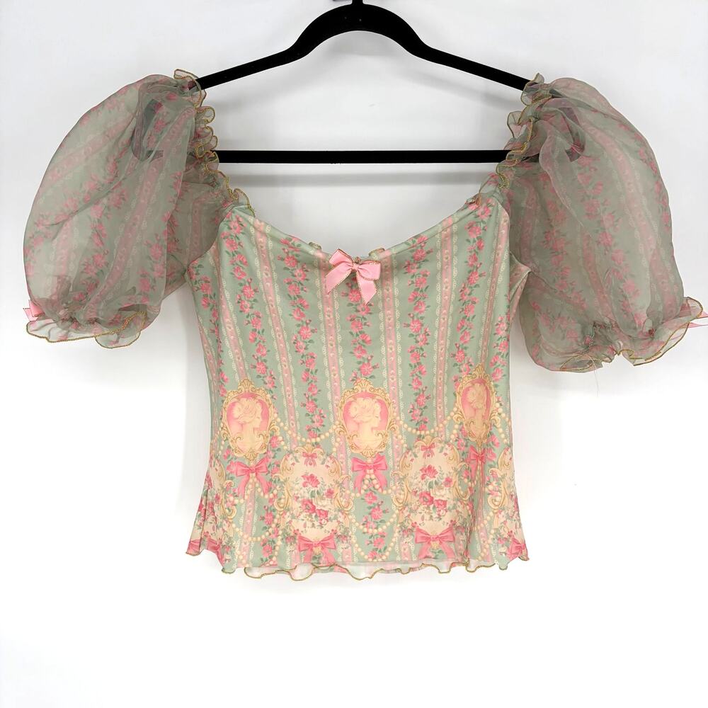 Sugar Thrillz Eat Your Cake Crop Top Puff Sleeve Fairy XL NWT Dollskill